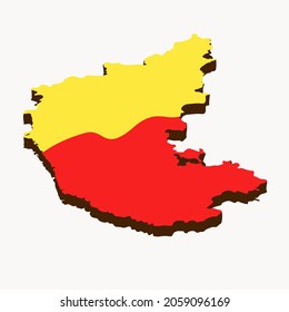 Karnataka Flag Map, Red And Yellow.
