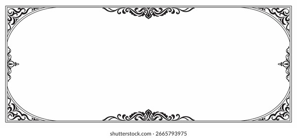 Kathin envelope frame, Thai pattern frame, vintage black frame, baroque line pattern