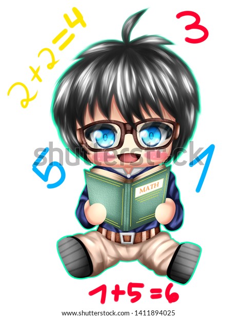 kawaii anime school boy chibi stockillustration 1411894025