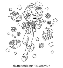 Kawaii Chibi Boy Coloring Page For Adults And Kids