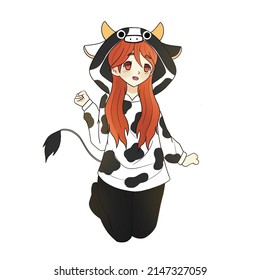 Kawaii Cow Girl Anime Art