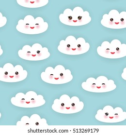 Flat Design Cartoon Cute Cloud Character Stock Vector (Royalty Free ...