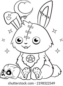 Kawaii Pastel Goth Rabbit Coloring  Pages for kids