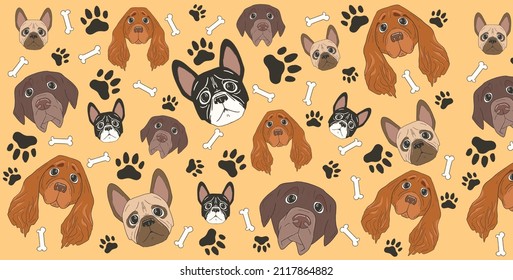 Kawaii Sad Puppy Dog Eyes In Pastel Yellow Background For Graphic Design Of Cute Desk Mat
