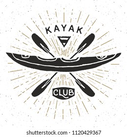 Kayak club vintage label, Hand drawn sketch, grunge textured retro badge, typography design t-shirt print, illustration. - Powered by Shutterstock