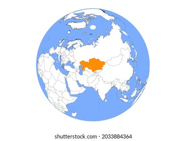 Kazakhstan Map Map Kazakhstan Center Globe Stock Illustration   Kazakhstan Map Center Globe World 260nw 2033884364 