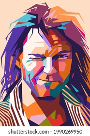 Kediri,Indonesia 14-06-2021: Neil Young Abstract Colorful Pop Art, Wpap Style