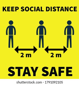 Keep 2 Meter Social Distance For Safety During Coronavirus Or COVID 19 Pandemic, Can Use In Shopping Malls, Resturant, Office - Social Distancing, Social Distancing Signs, 6 Feet, Printable