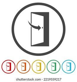 Keep Door Closed Icon. Set Icons In Color Circle Buttons