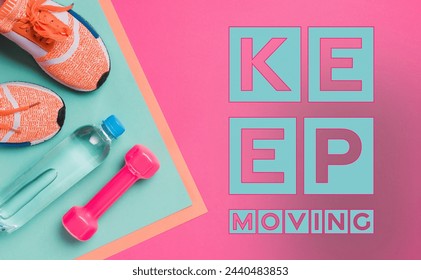 Keep Moving Motivational Quote. Creative Typography Concept Poster with Sports Background. - Powered by Shutterstock