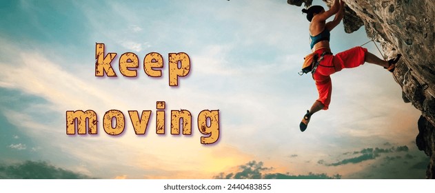 Keep Moving Motivational Quote. Creative Typography Concept Poster with Sports Background. - Powered by Shutterstock