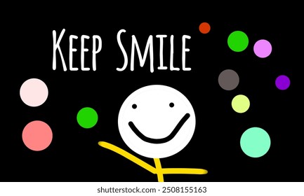 keep smiling, inscription keep smiling with smile icon isolated on black color background. motivational quotes.inspirational quotes. - Powered by Shutterstock