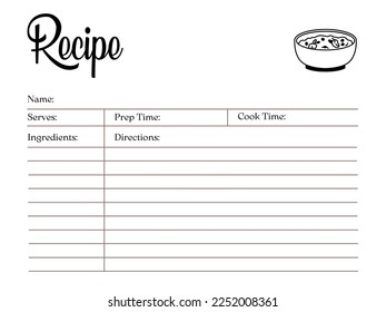 Keep your recipe collection organized with this white template sheet for writing down your favorite dishes. - Powered by Shutterstock