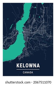 Kelowna Blue Dark City Map