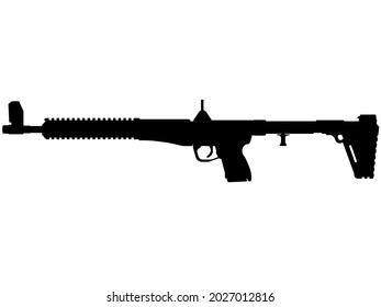 KEL-TEC, Keltec Sub 2000 GEN2 9mm caliber semi automatic folding carbine, rifle detailed realistic silhouette