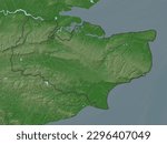 Kent, administrative county of England - Great Britain. Elevation map colored in wiki style with lakes and rivers