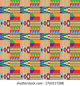 Kente Cloth Seamless Pattern - African Kente cloth repeating pattern design	