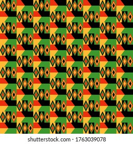 Kente Cloth Seamless Pattern - Colorful kente style fabric design for Kwanzaa	