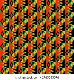 Kente Cloth Seamless Pattern - Colorful kente style fabric design for Kwanzaa	