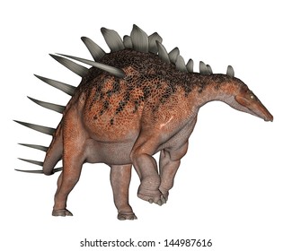 Kentrosaurus Dinosaur Lots Spike Wlaking White Stock Illustration 