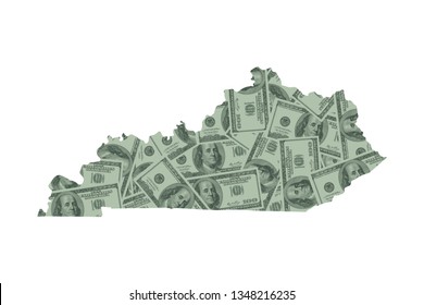 Kentucky State Map and United States Money Concept, Hundred Dollar Bills