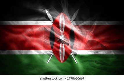 
Kenya flag made from colored abstract silk -3D illustration