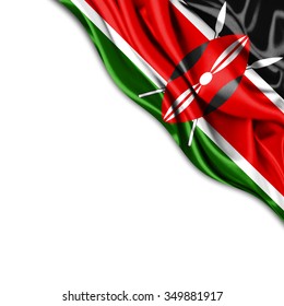 Kenya  flag of silk with copyspace for your text or images and white background