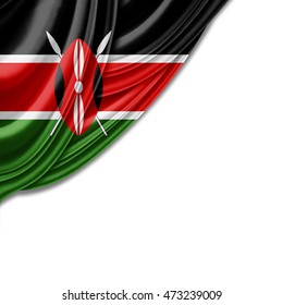 Kenya flag of silk with copyspace for your text or images and white background-3D illustration
