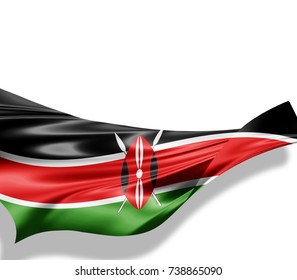 Kenya flag of silk with copyspace for your text or images and white background -3D illustration 
