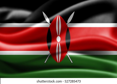 Kenya flag of silk-3D illustration 