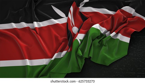 Kenya Flag Wrinkled On Dark Background 3D Render 