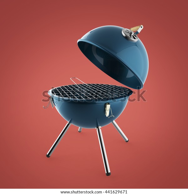 kettle barbecue\
charcoal grill with folding metal lid for roasting, BBQ 3d render\
isolated talk bubble smile summer\
