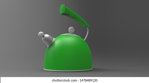 Kettle Stovetop Isolated On Grey Background. 3d Rendering.