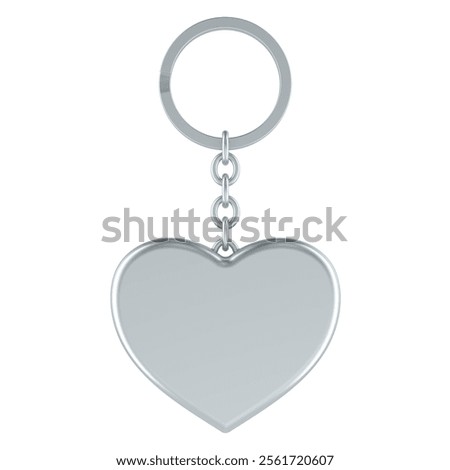 Key chain with heart. 3D rendering isolated on white background