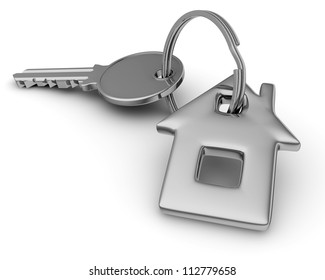 Key of house isolated on white.