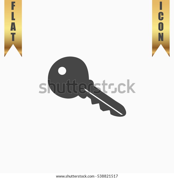Key Icon Illustration. Flat simple icon on light\
background with gold\
ribbons