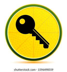 Key Icon Isolated On Lemon Lime Yellow Round Button Illustration