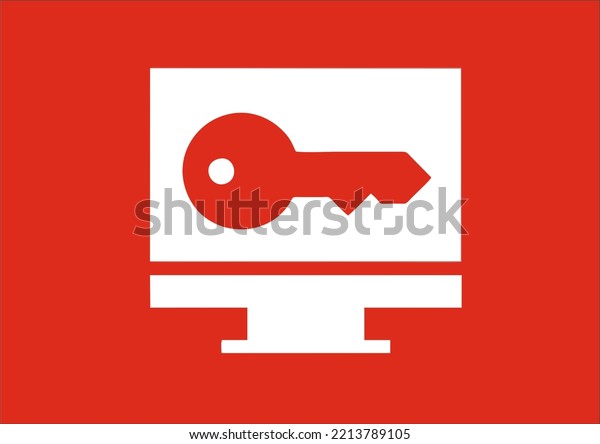 Key icon symbol in red image, illustration\
of lock icon symbol in black on red background, a security design\
on a red\
background	