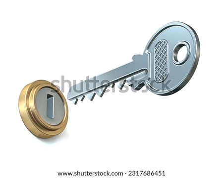 Key and keyhole 3D rendering illustration isolated on white background