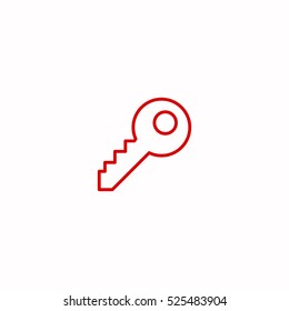 Key Outline Icon, Isolated, White Background