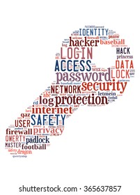 Key password, word cloud concept on white background.