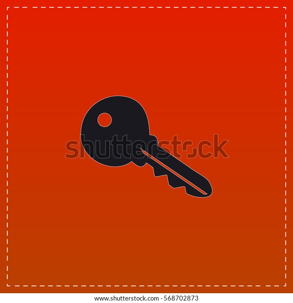 Key Simple flat button. Black icon on red\
background. Illustration\
symbol
