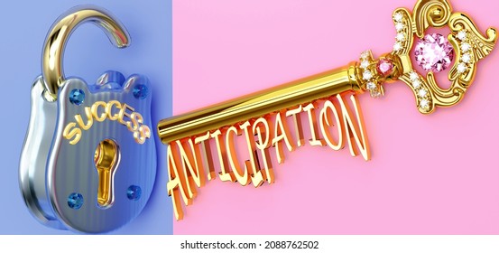 Key To Success Is Anticipation - To Win In Work, Business, Family Or Life You Need To Focus On Anticipation, It Opens The Doors That Lead To Victories And Getting What You Really Want, 3d Illustration