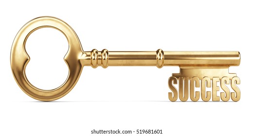 Key to Success isolated on white. 3d illustration