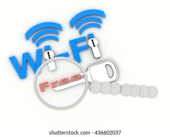Key Wi Fi. 3D rendering.