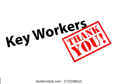 Key Workers Heading With A Red THANK YOU! Rubber Stamp.