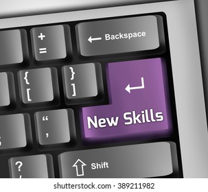 Keyboard Illustration with New Skills wording