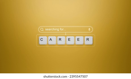 Keyboard keys spelling CAREER on a vibrant yellow background with a digital search bar graphic, concept of job searching, career development, and professional growth - Powered by Shutterstock