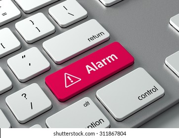 A keyboard with a red button Alarm