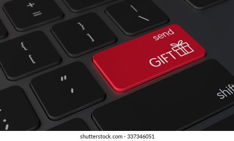 Keyboard with Send Gift Key - 3D Render.